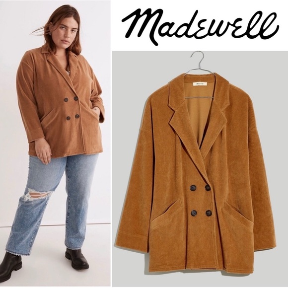 Madewell Jackets & Blazers - Madewell Knit Corduroy Redford Blazer NWT Plus Size 4X Hazelnut Double Breasted